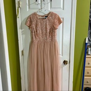 adrianna papell pink sequin tulle dress Size 14